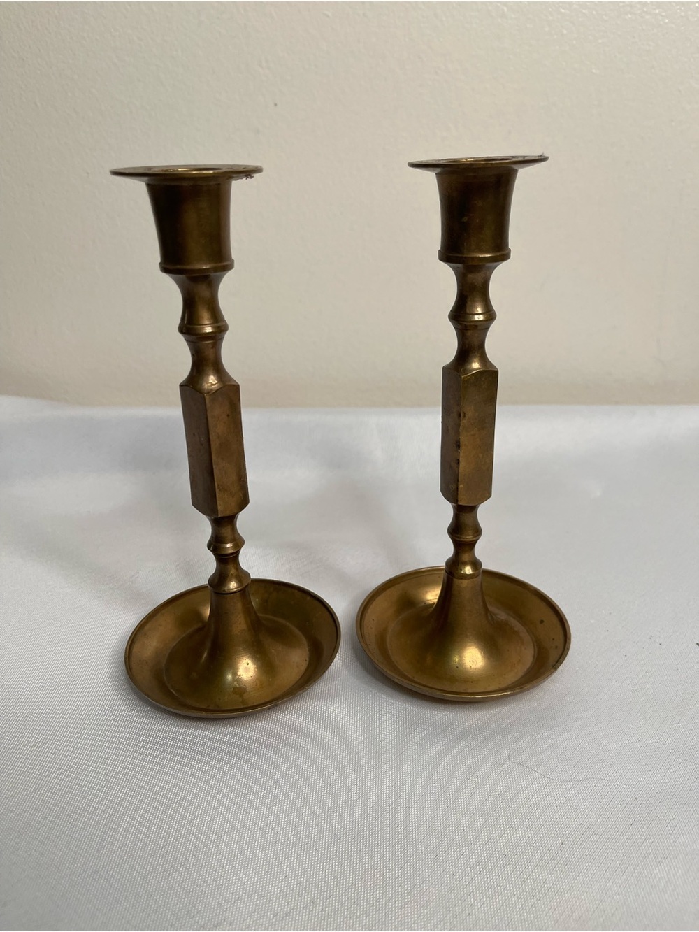 A set of Vintage solid brass taper candlesticks